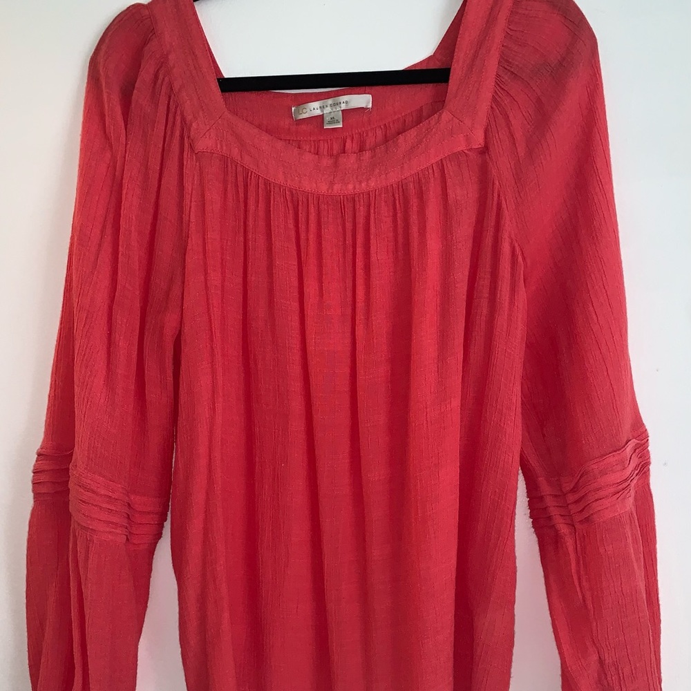 Lauren Conrad coral peasant blouse